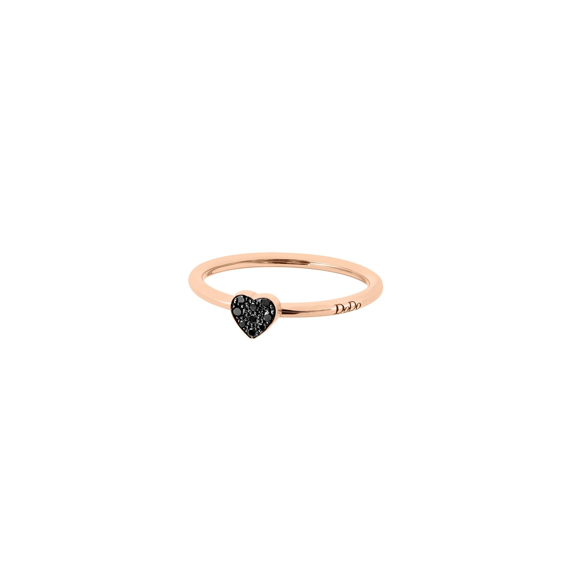 Heart rose gold & black diamond Ring - Rose Gold & Black