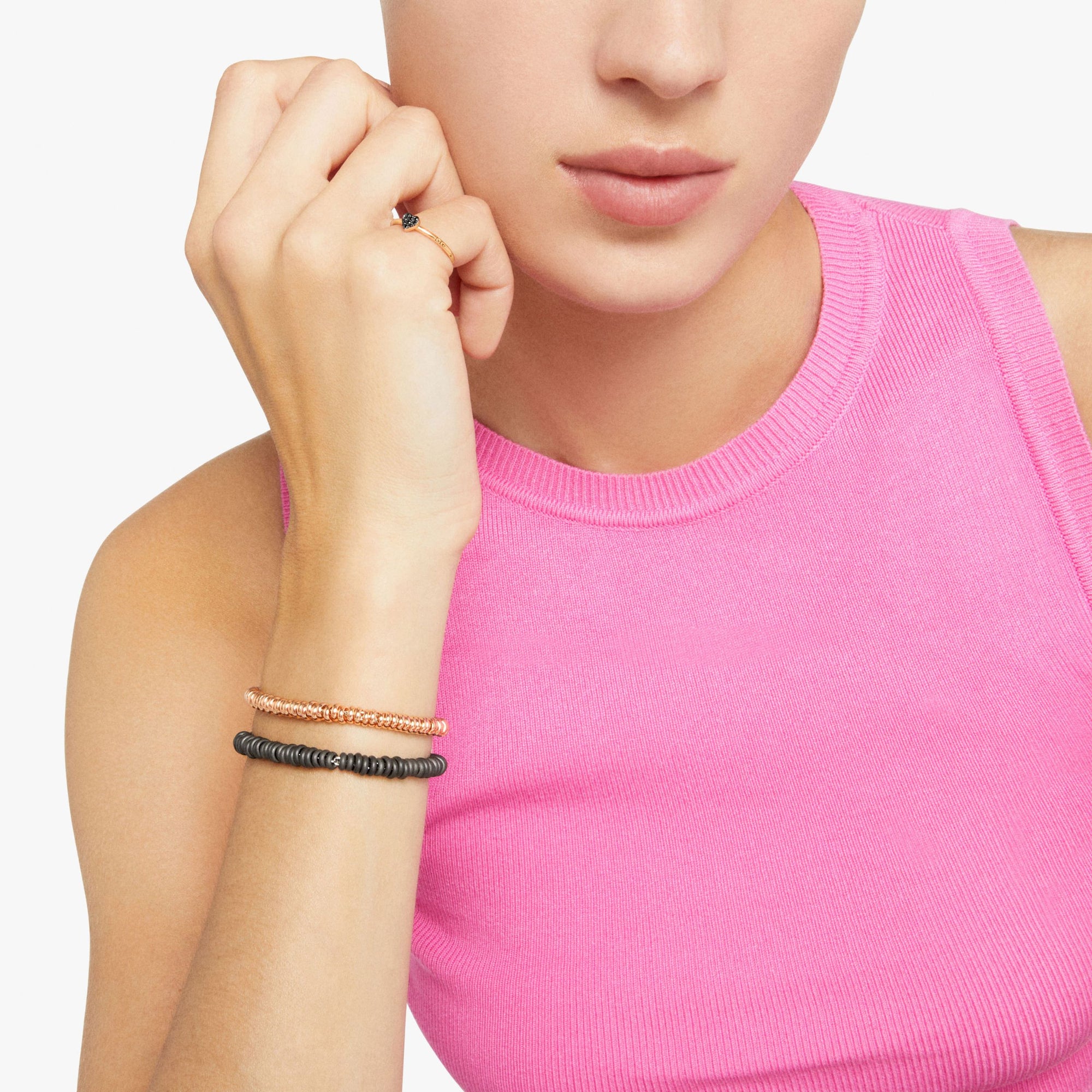Heart rose gold & black diamond Ring - Rose Gold & Black