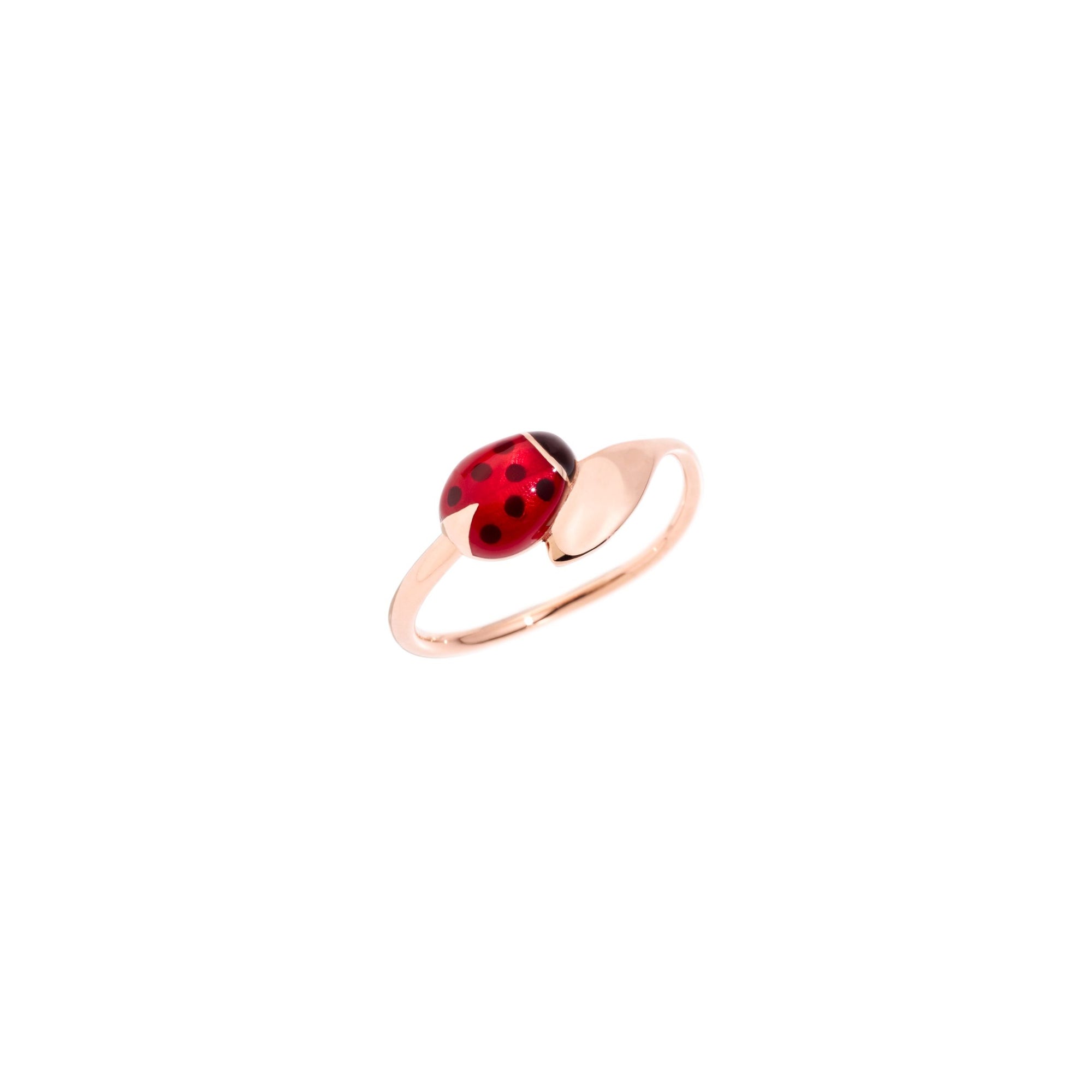 Ladybug rose gold & enamel Ring - Rose Gold & Black