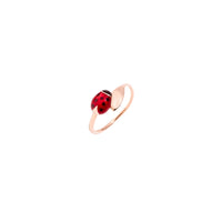 9K Rose Gold And Red And Black Enamel Ladybug Ring - Rose Gold