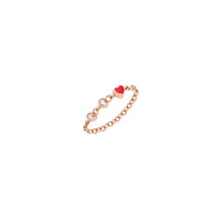 9K Rose Gold And Red Enamel Love Message Soft Ring With 2 White Diamonds (Ct 004) - Rose Gold