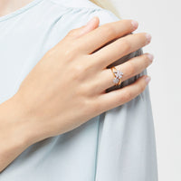 Four leaf clover yellow gold & white diamonds Ring - Yellow Gold