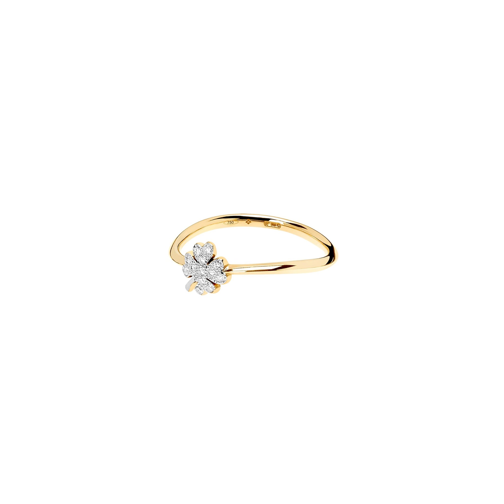 Four leaf clover yellow gold & diamonds Ring - Yellow Gold