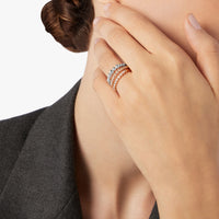 Double band bollecine ring in 9K rose gold and 925 silver - Rose Gold & Silver