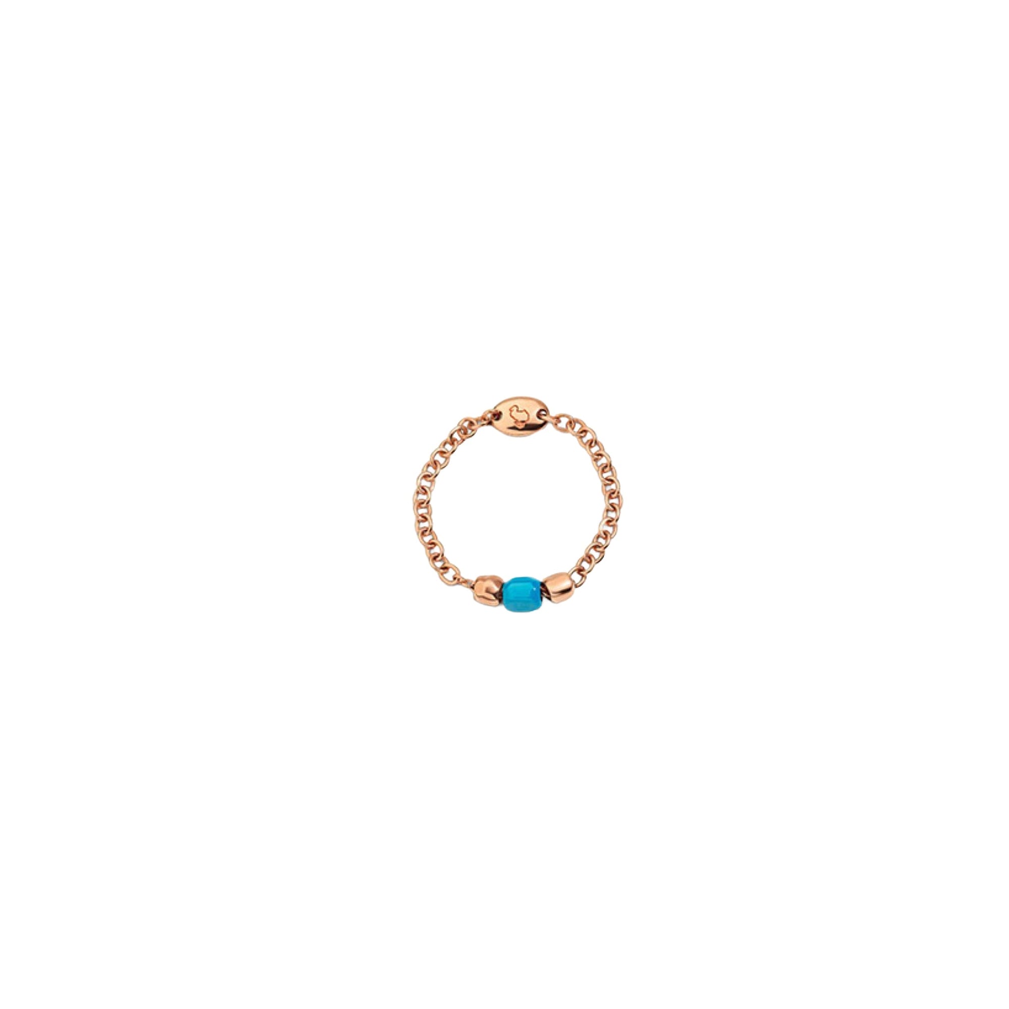 Mini granelli soft ring in 9K rose gold, granelli in 9K rose gold and turquoise ceramic - Rose Gold