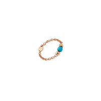 Mini granelli soft ring in 9K rose gold, granelli in 9K rose gold and turquoise ceramic - Rose Gold