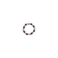 Mini granelli soft ring with chain in 9K rose gold, granelli in 9K rose gold and blue ceramic - Rose Gold