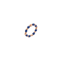 Mini granelli soft ring with chain in 9K rose gold, granelli in 9K rose gold and blue ceramic - Rose Gold
