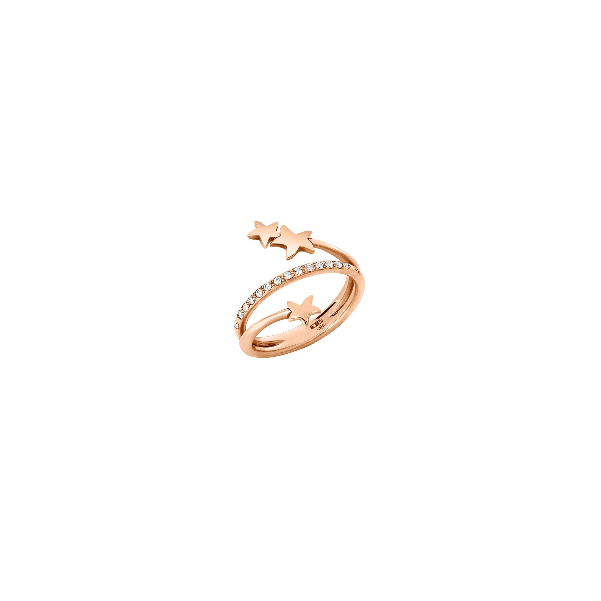 Spiral rose gold & white diamonds Ring - Rose Gold