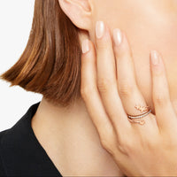 Spiral rose gold & white diamonds Ring - Rose Gold