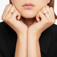 Ring with stars in 9K rose gold and 1 diamond (ct 0017) - Rose Gold