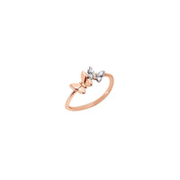 Butterfly ring in 9K rose gold with 4 white diamonds (ct 004) - Rose Gold