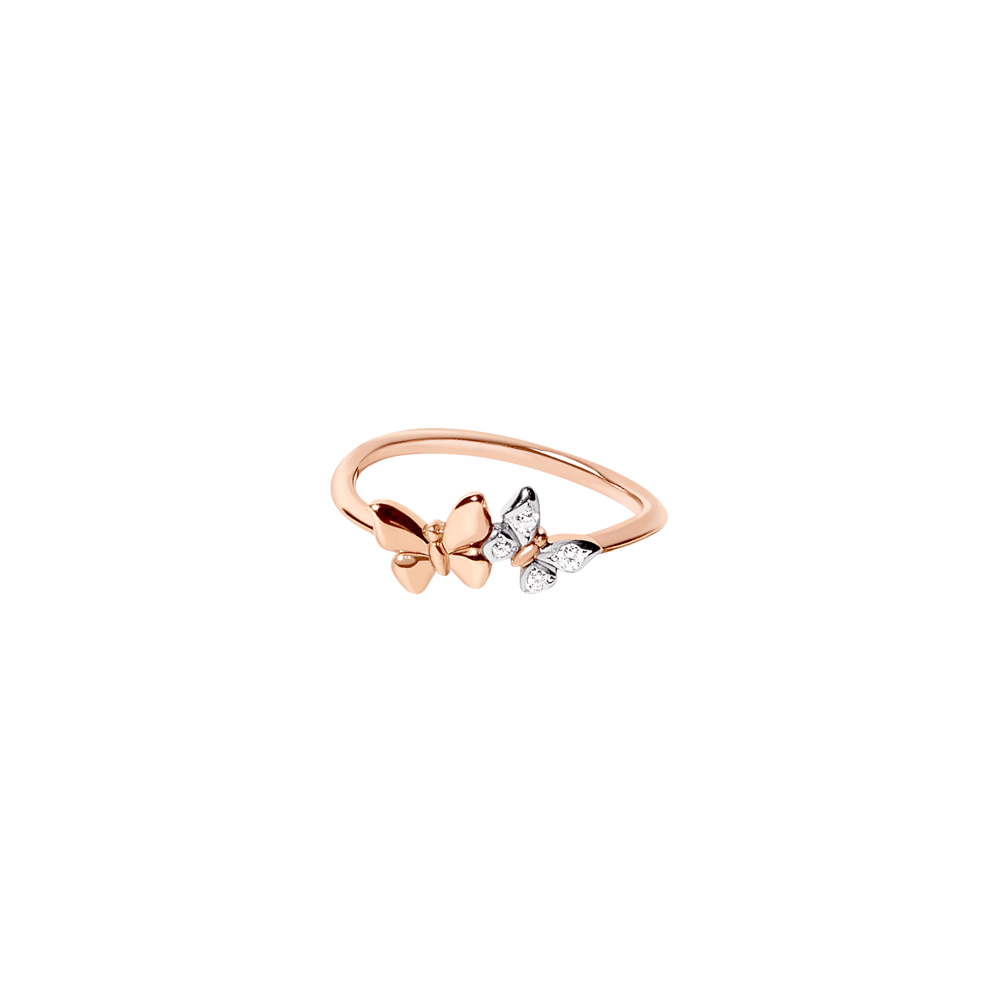 Butterfly rose gold & white diamonds Ring - Rose Gold
