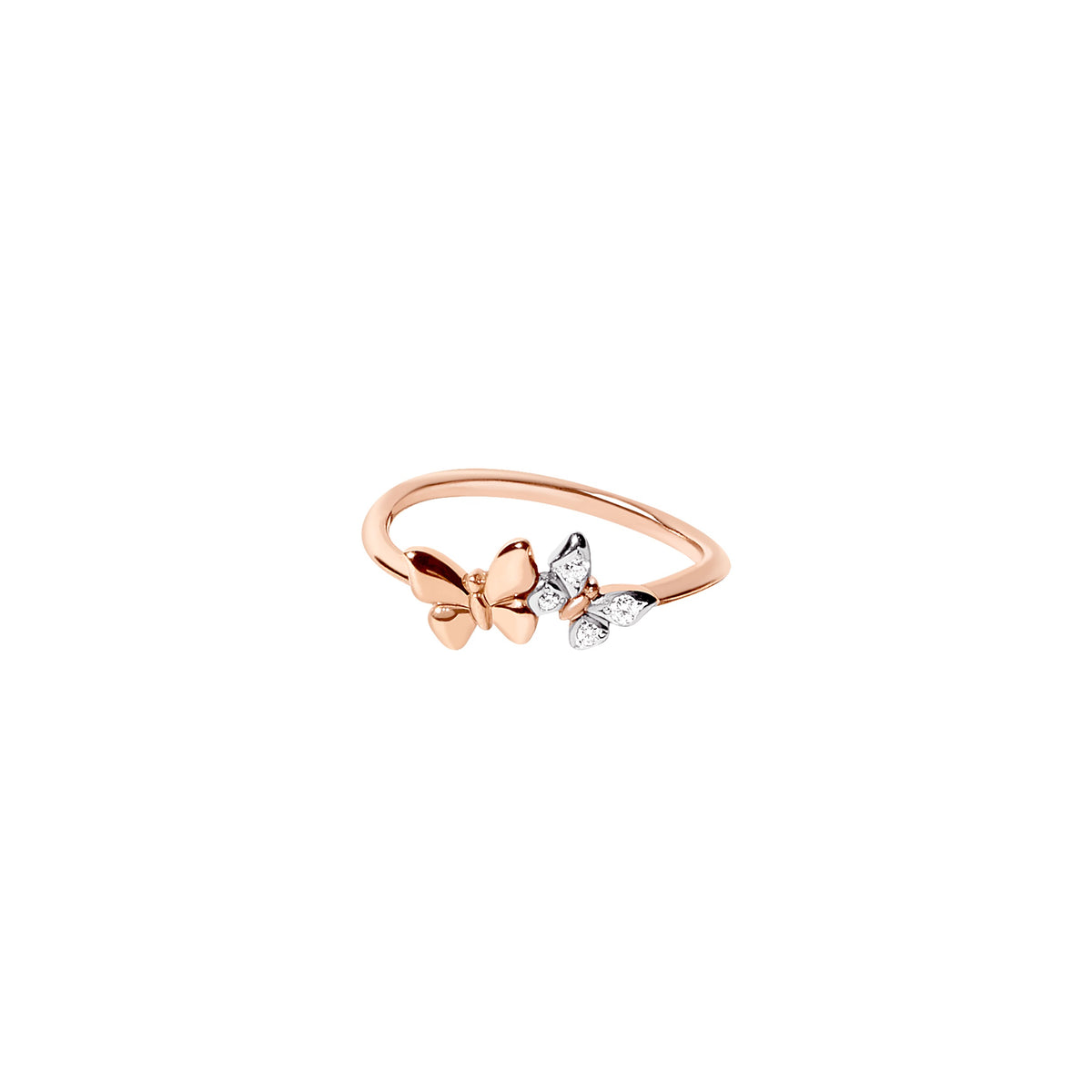 Butterfly rose gold & diamonds Ring - Rose Gold