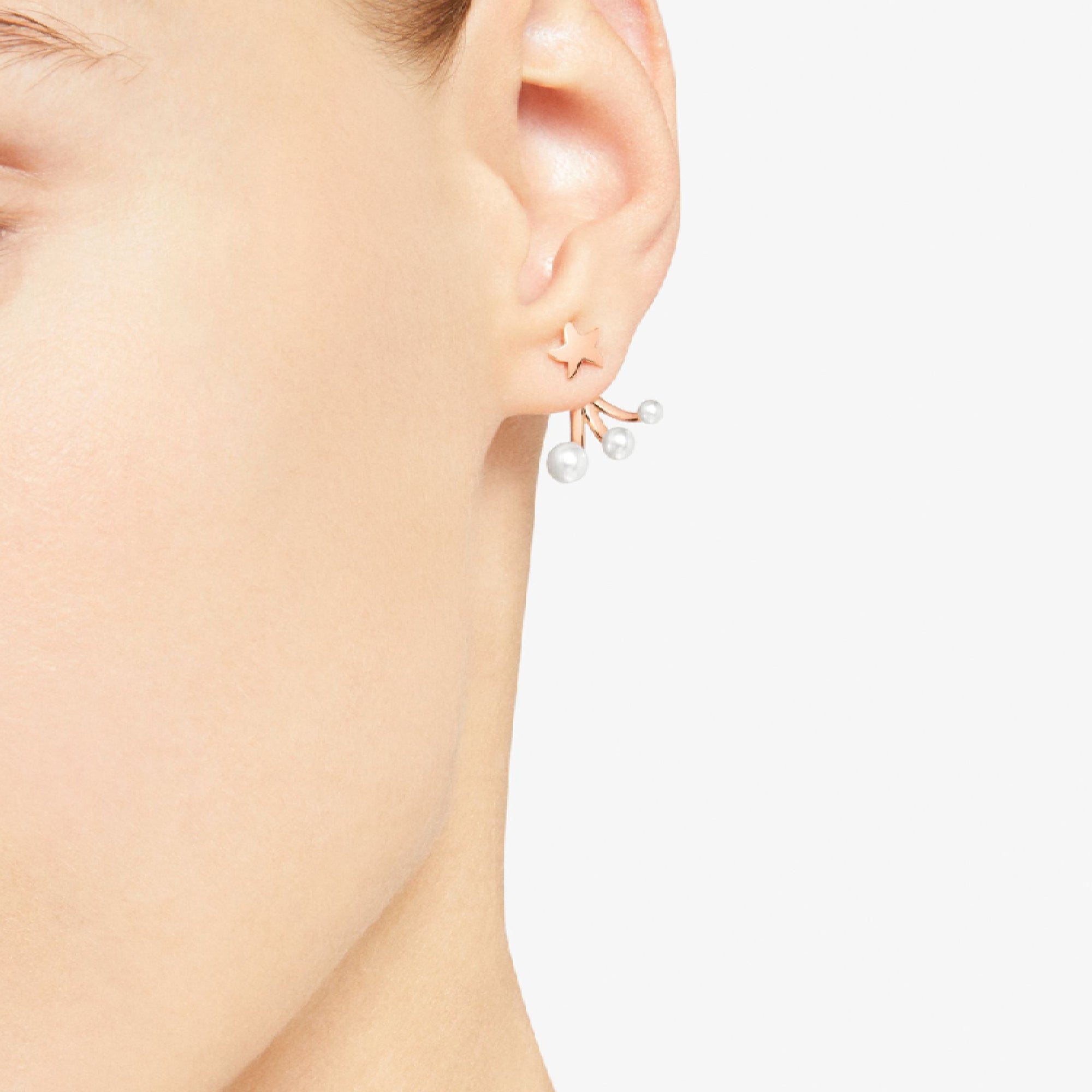 Stellina rose gold & crystal beads Half-pair left earring - Rose Gold