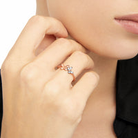 Butterfly ring in 9K rose gold with 4 white diamonds (ct 004) - Rose Gold
