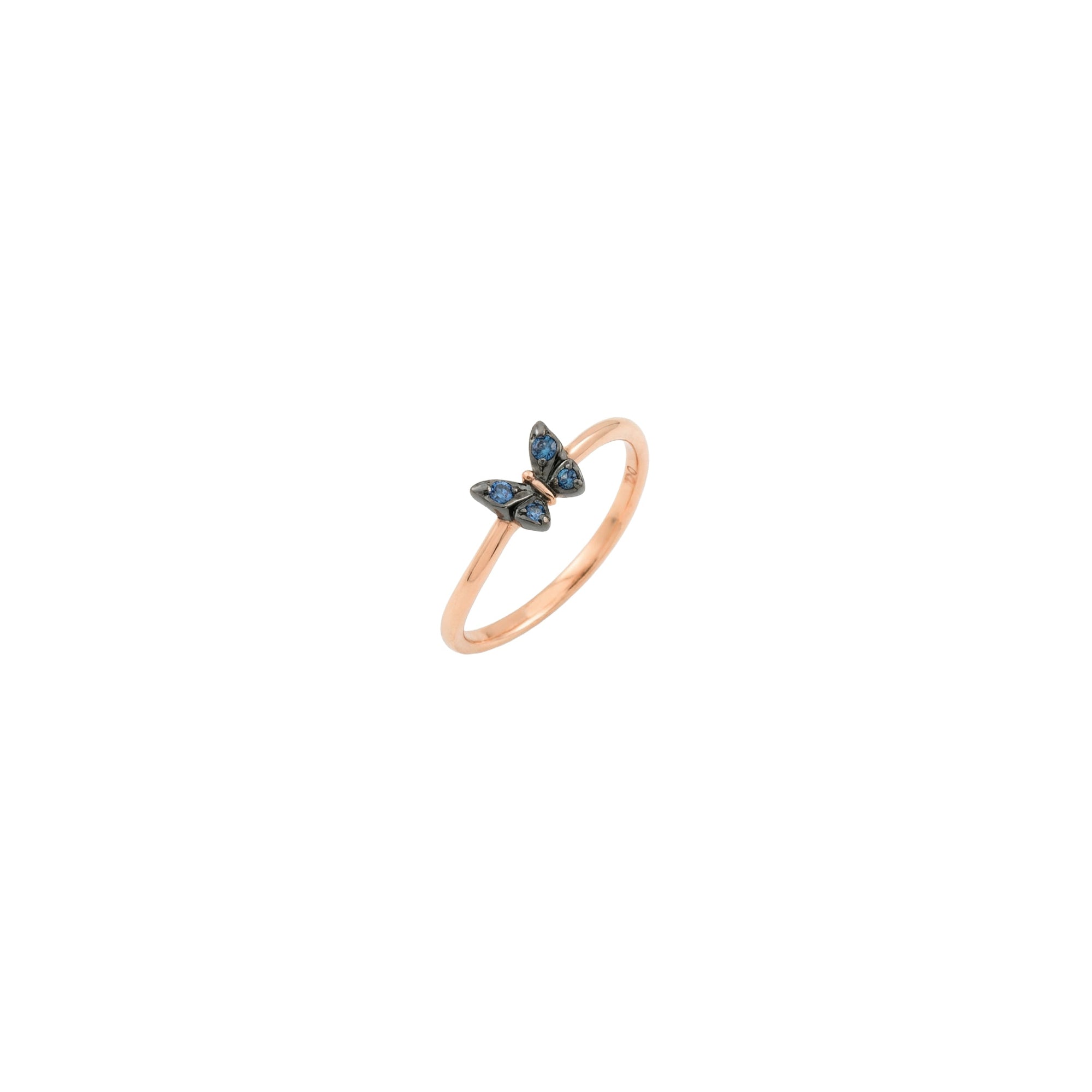 Butterfly ring in 9K rose gold with 4 blue sapphires (ct 005) - Rose Gold