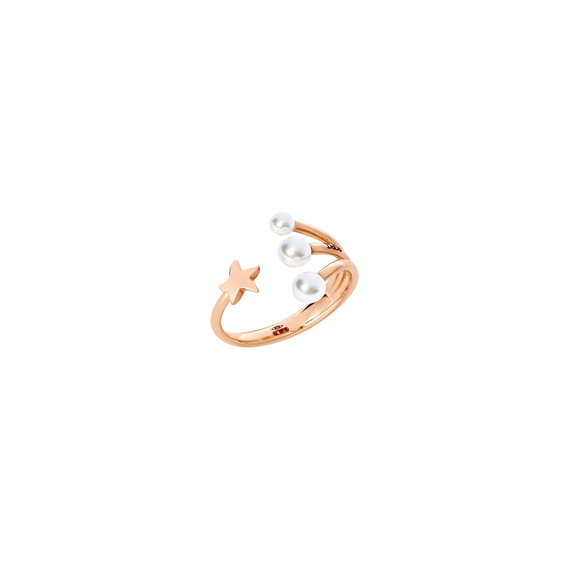 Stellina ring in 9K rose gold with 3 crystal beads - Rose Gold