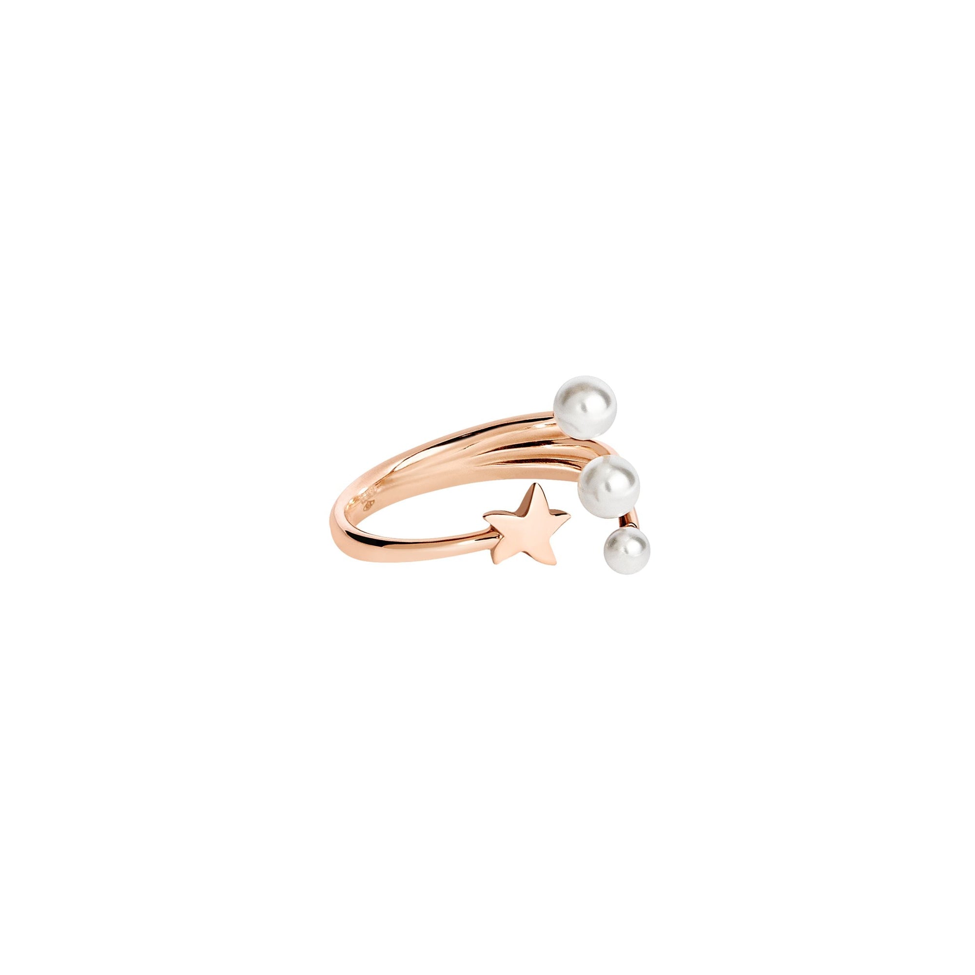 Stellina ring in 9K rose gold with 3 crystal beads - Rose Gold
