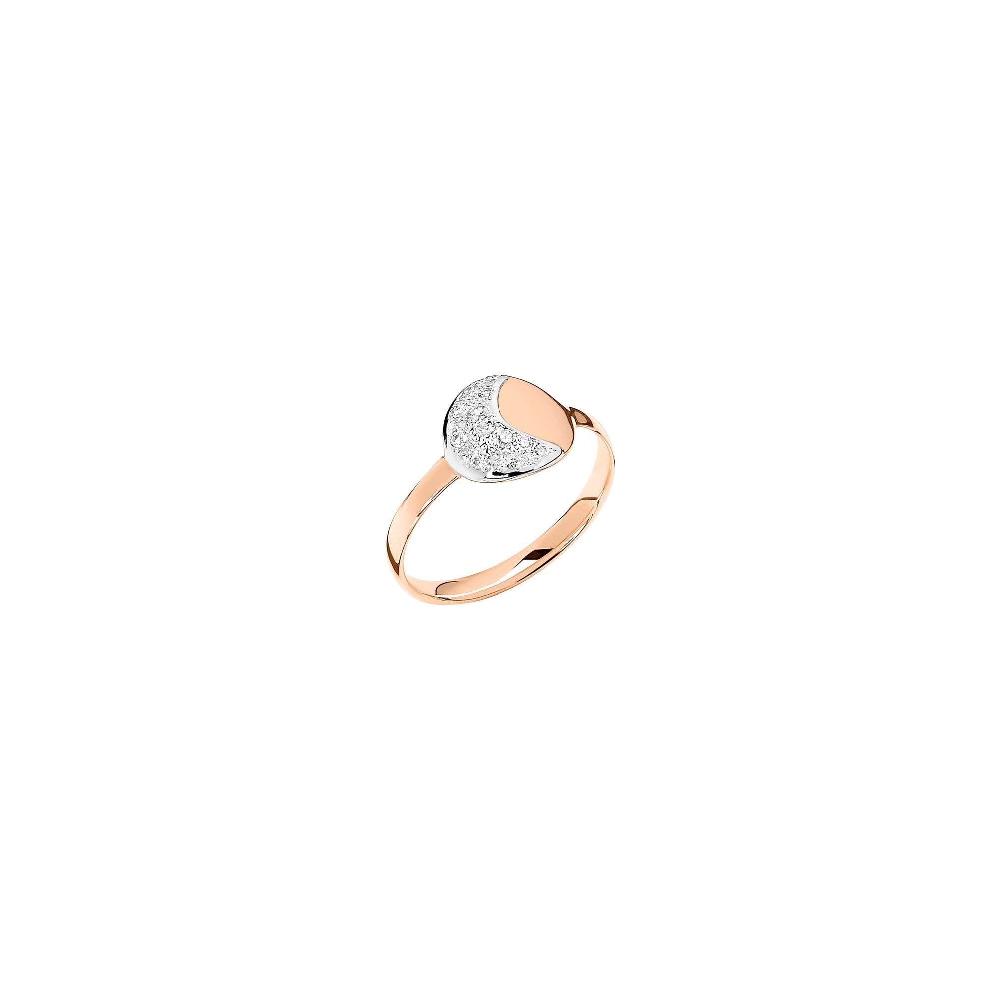 Moon & Sun ring in 9K rose gold with 13 white diamonds (ct 0086) - Rose Gold