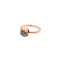 Moon & Sun ring in 9K rose gold with 8 brown diamonds (ct 0083) - Rose Gold