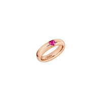 Heart Ring in 9K rose gold with 1 synthetic ruby (ct 06) - Rose Gold