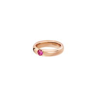 Heart Ring in 9K rose gold with 1 synthetic ruby (ct 06) - Rose Gold