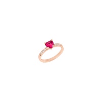 Heart rose gold ruby & white diamonds Ring - Rose Gold