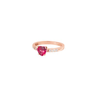 Heart rose gold ruby & white diamonds Ring - Rose Gold
