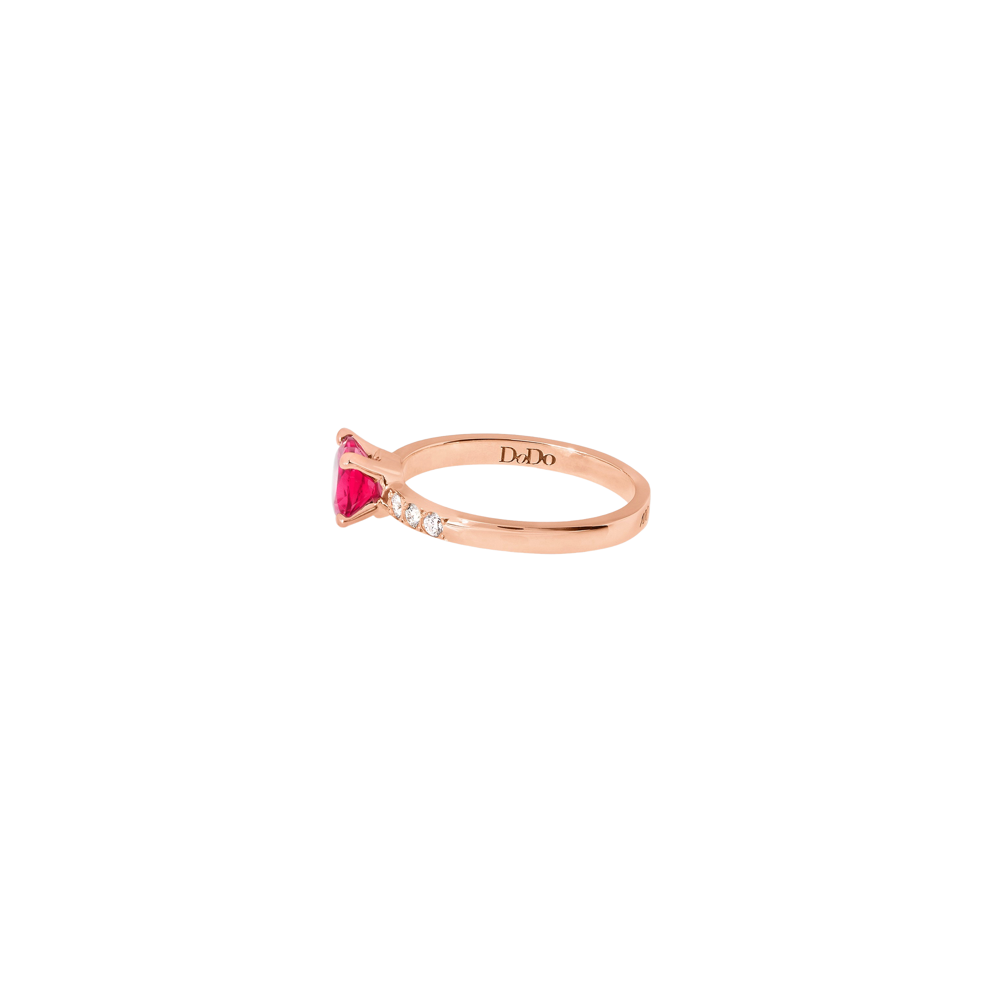 Heart rose gold ruby & white diamonds Ring - Rose Gold