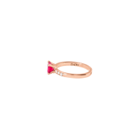 Heart Ring in 9K rose gold with 1 synthetic ruby (ct 087) and 6 white diamonds (ct 013) - Rose Gold
