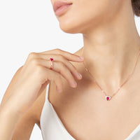 Heart rose gold ruby & white diamonds Ring - Rose Gold