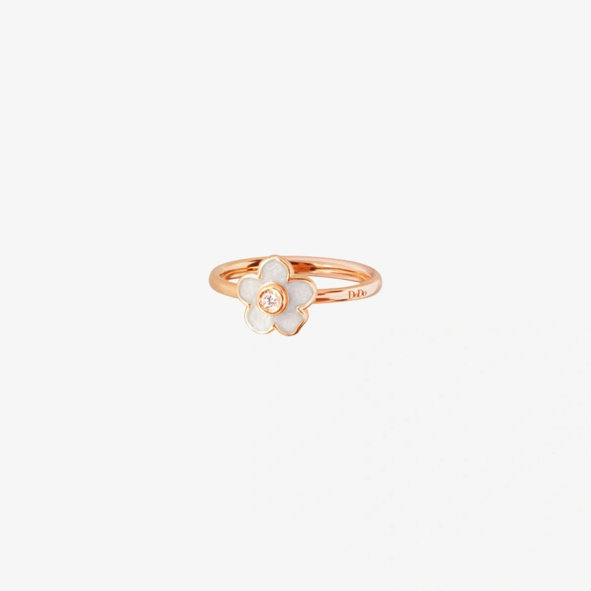 Flower rose gold & mother-of-pearl diamond Ring - Rose Gold