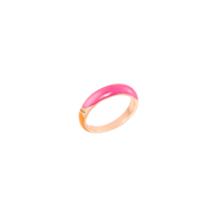 Rondelle rose gold plated silver & orange & pink enamel Ring - Silver, Orange & Pinl