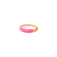Rondelle ring in 18K rose gold plated silver and orange and pink enamel - Silver