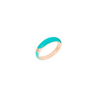 Rondelle ring in 18K rose gold plated silver and bi-color turquoise enamel - Silver