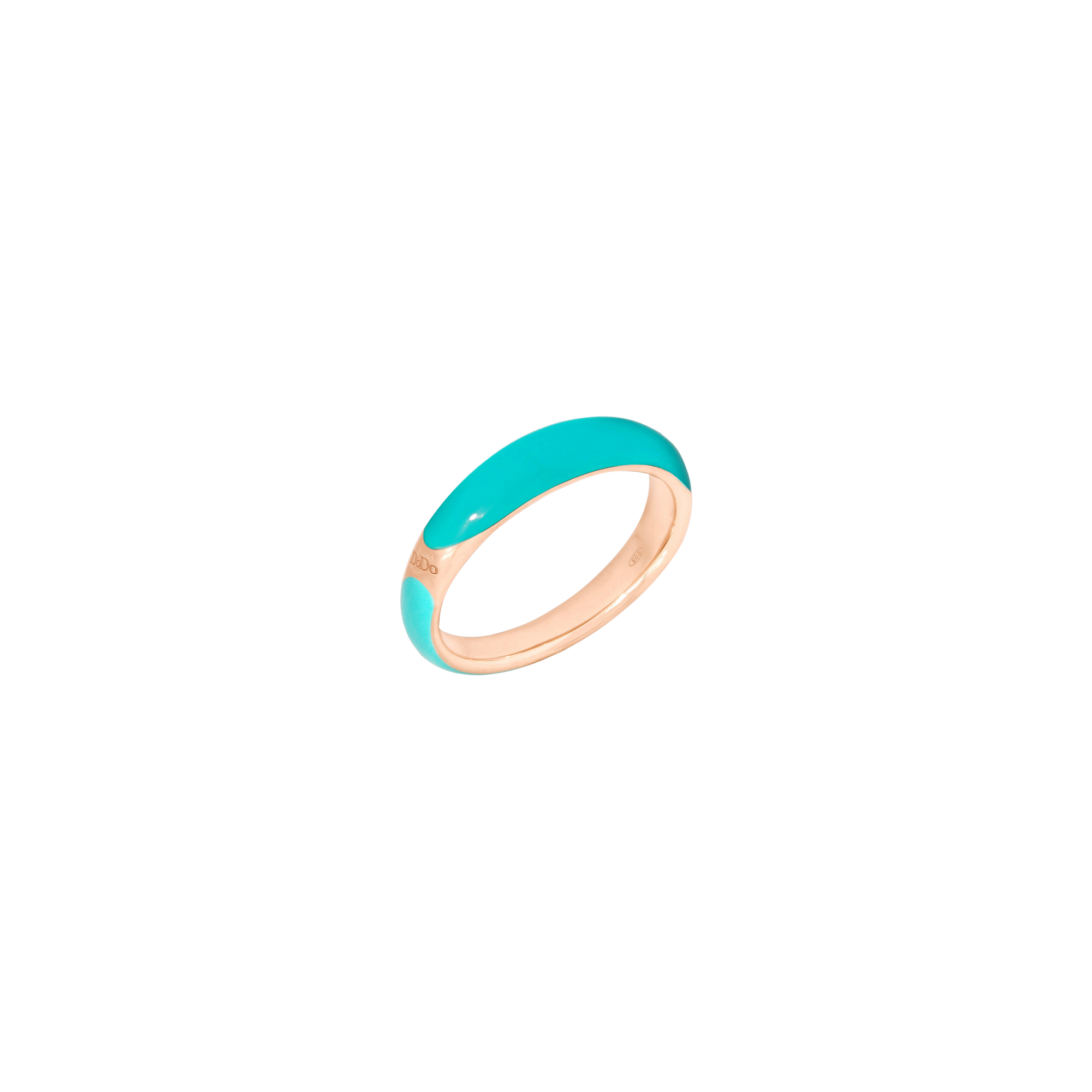 Rondelle ring in 18K rose gold plated silver and bi-color turquoise enamel - Silver