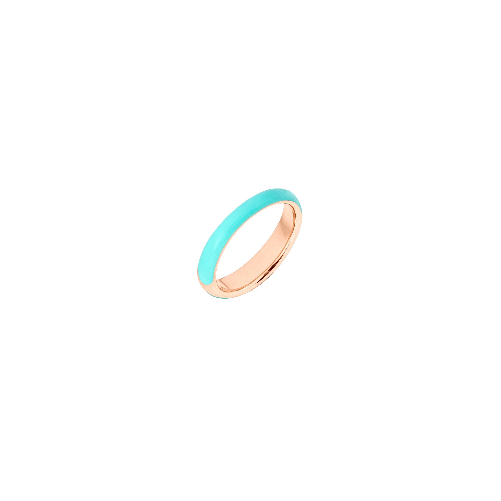 Rondelle ring in 18K rose gold plated silver and bi-color turquoise enamel - Silver