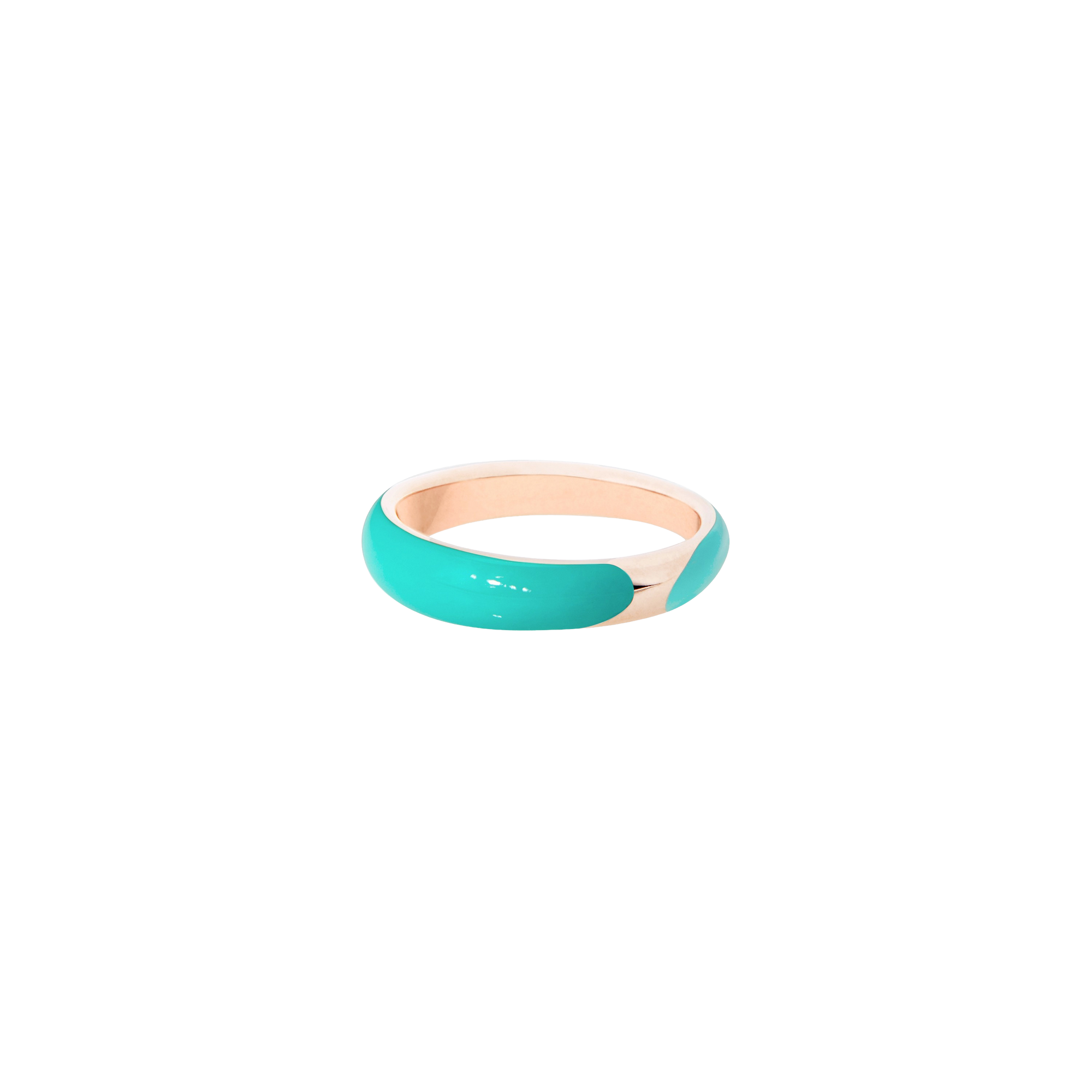 Rondelle ring in 18K rose gold plated silver and bi-color turquoise enamel - Silver