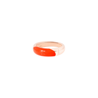 Rondelle rose gold plated silver & red enamel Ring - Silver & Red