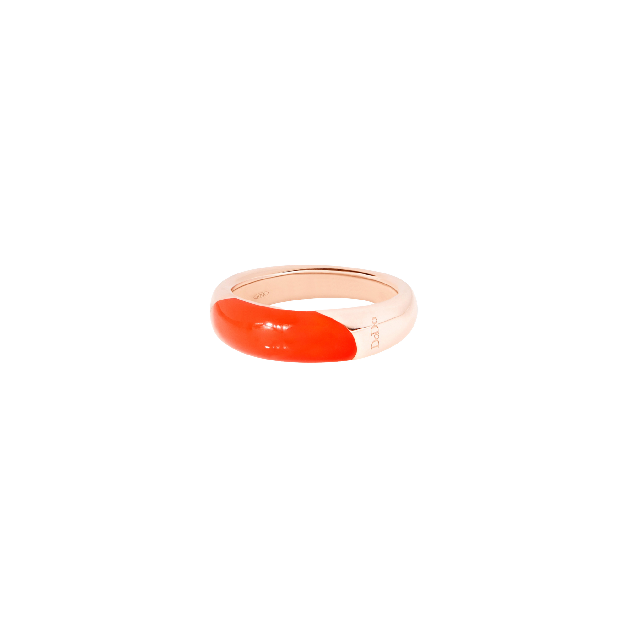 Rondelle ring in 18K rose gold plated silver and red enamel - Silver