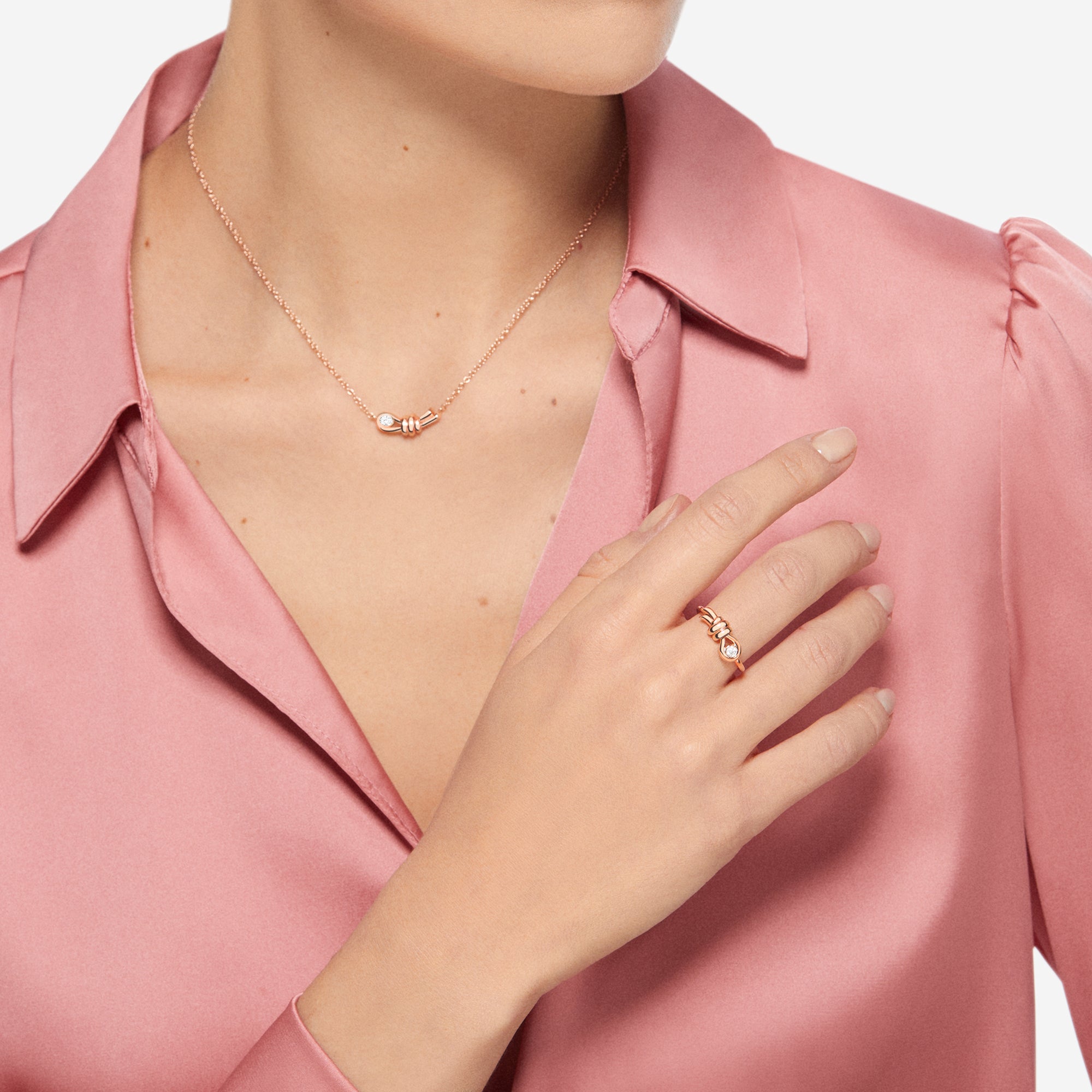 Nodo rose gold & diamond Ring - Rose Gold