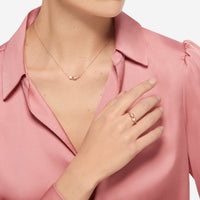 Nodo ring in 9K rose gold with 1 white diamond (ct 007) - Rose Gold