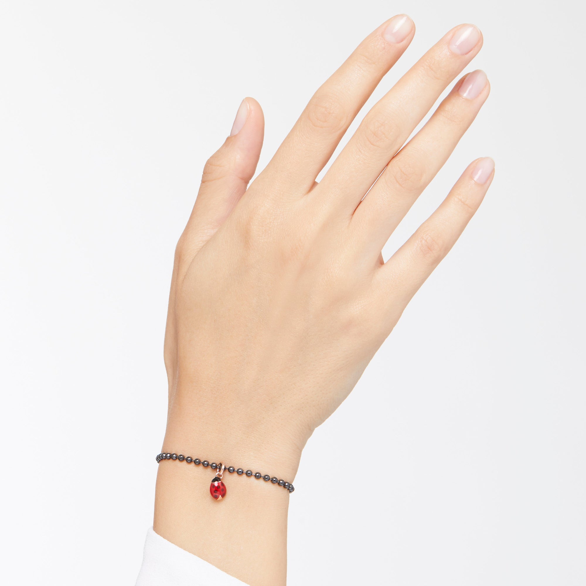Bollicine bracelet in steel and black pvd with plaquette in 9K rose gold - Rose Gold & Steel