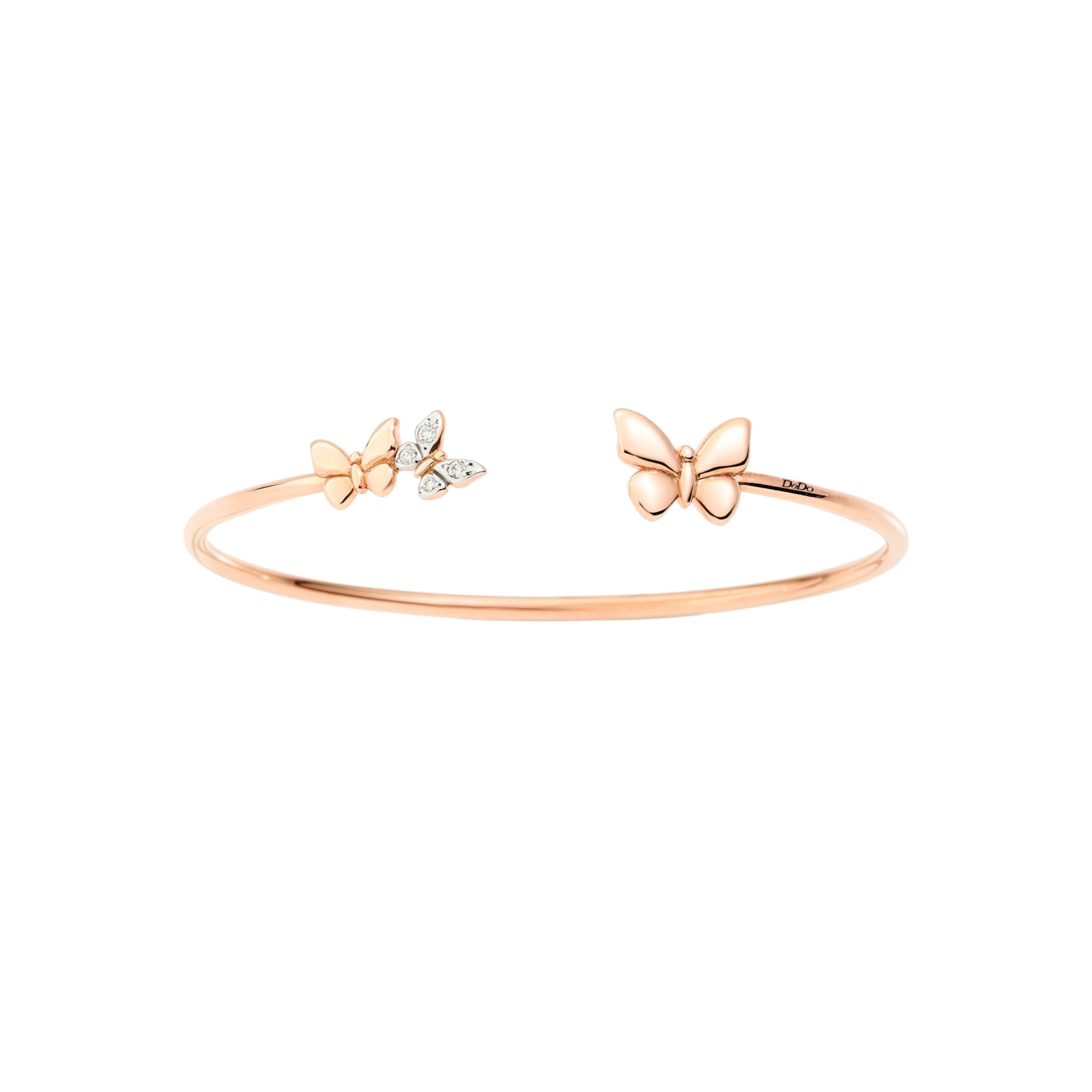 Butterfly rose gold & white diamonds Cuff bracelet - Rose Gold