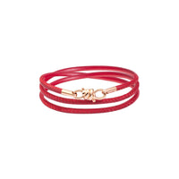 Nodo bracelet with 9K rose gold clasp and end hardware, Cord in bordeaux leather - Rose Gold
