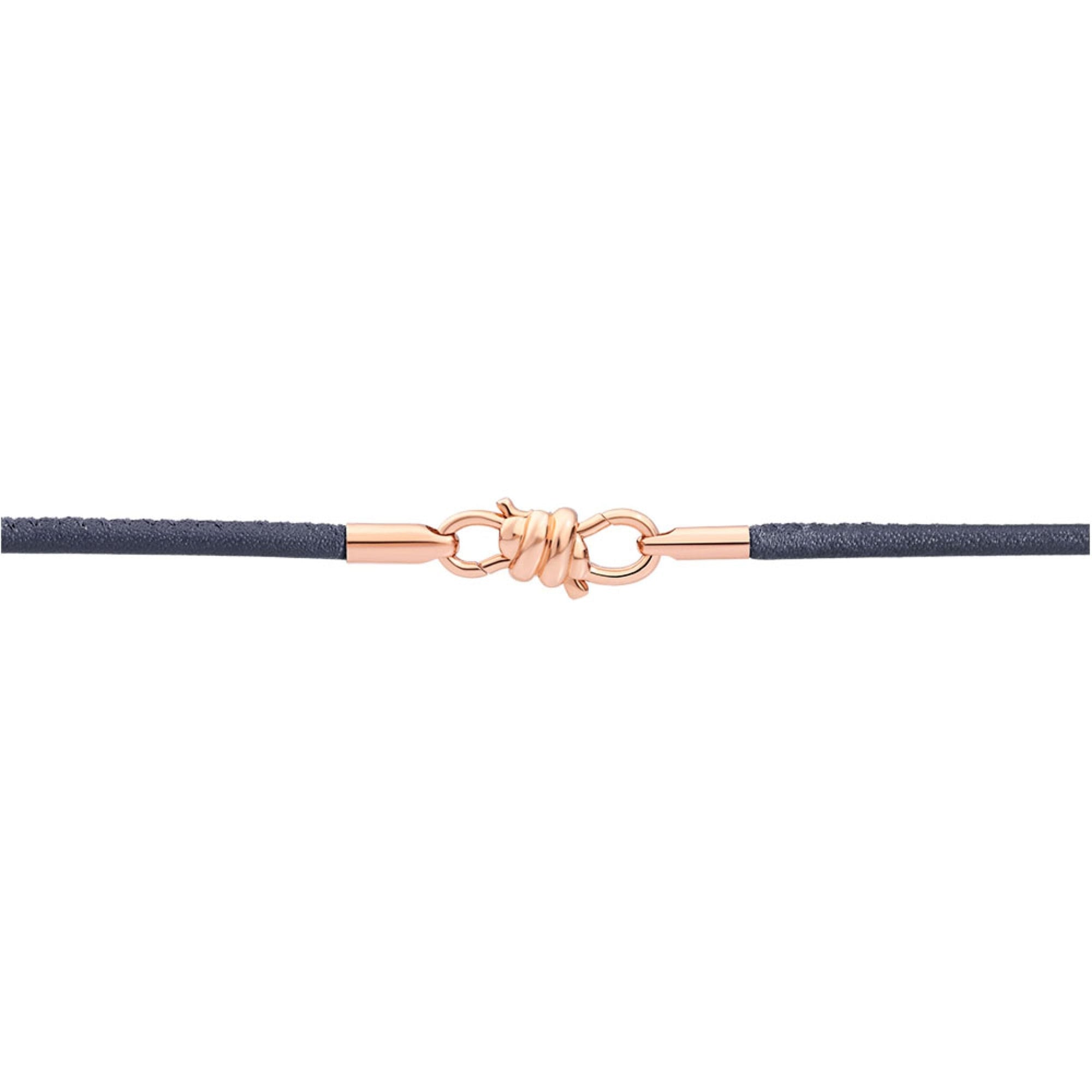 Nodo rose gold & blue leather cord Bracelet - Rose Gold & Grey