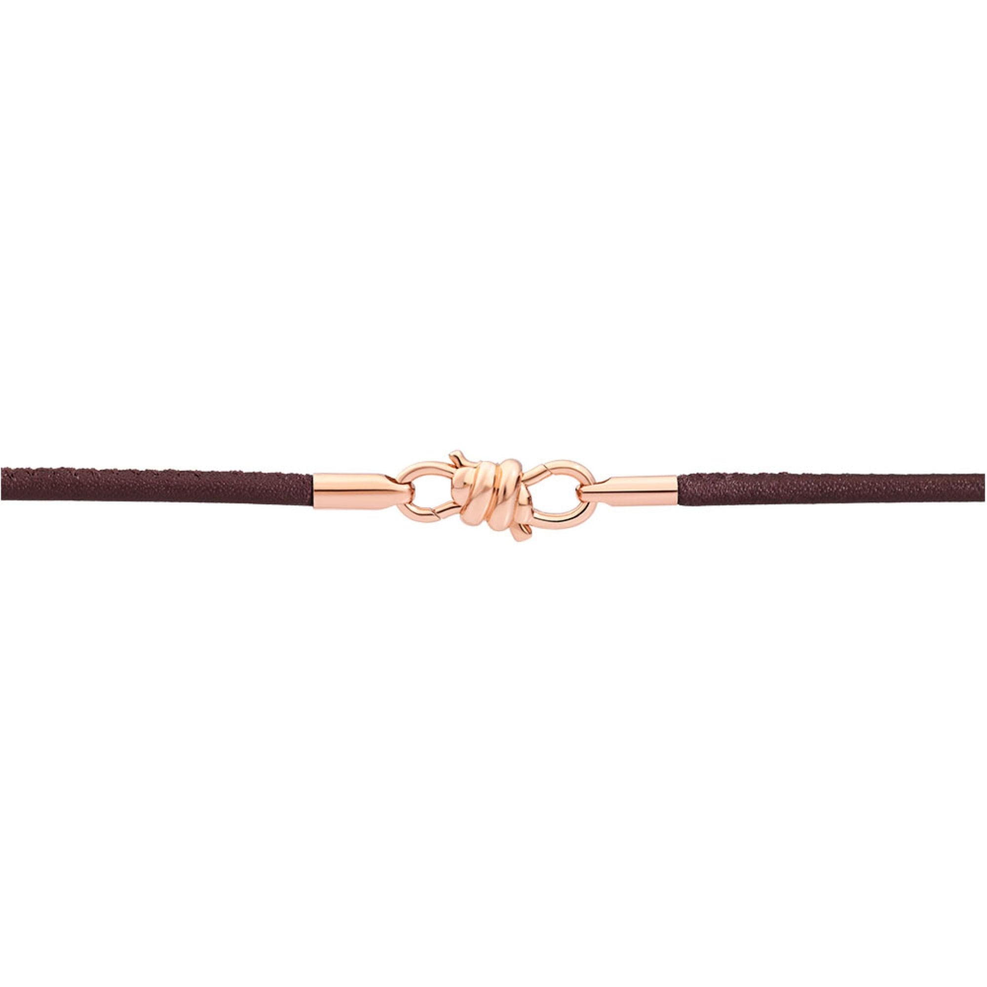 Nodo Bracelet With 9K Rose Gold Clasp And End Pieces, Moka Leather Cord - Rose Gold