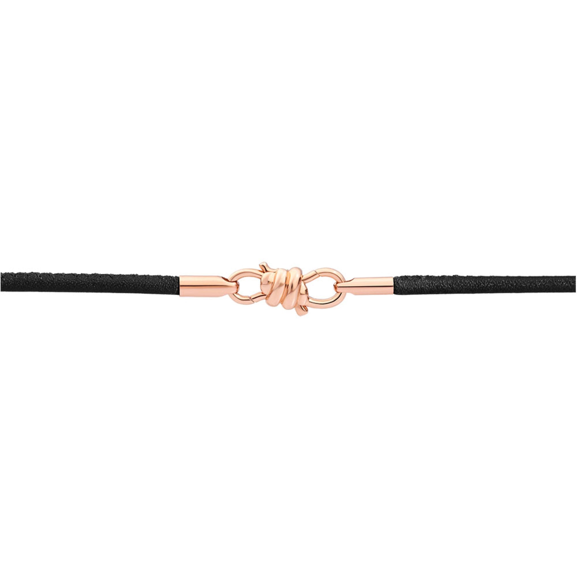 Nodo rose gold & black leather cord Bracelet - Rose Gold & Black
