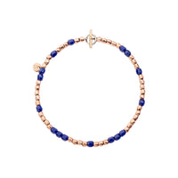 Mini granelli bracelet in 9K rose gold and blue ceramic, chain and brisè ring closure in steel, t-bar in 9K rose gold, plaquettes in 9K rose gold and steel  - Rose Gold